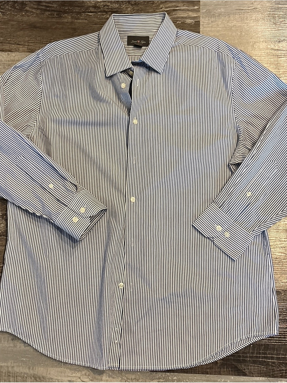 David Taylor Collection Mens Blue White Striped Dress Shirt 16.5 32/33
